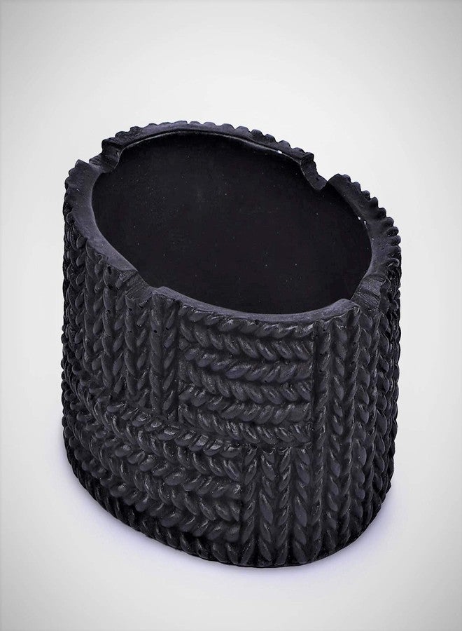Inara Creation Oval Shape Boat Handle Ashtray - Black - Image 3